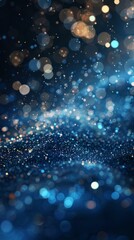 Wall Mural - dark blue and glow particle abstract background.