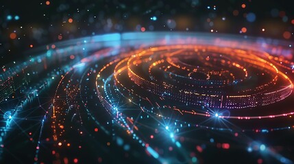 Wall Mural - abstract digital sphere with glowing lines and particles