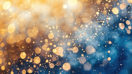 Poster - Abstract Background of Golden and Blue Bokeh