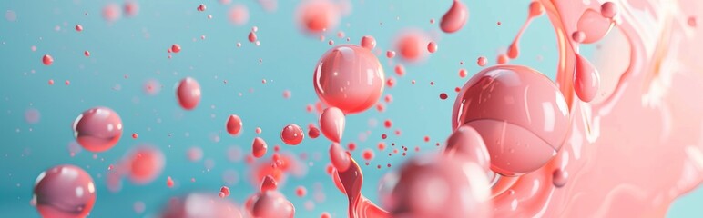 Wall Mural - Abstract Pink and Blue Fluid Bubbles