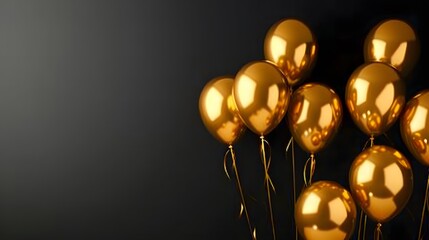 golden balloon on dark background
