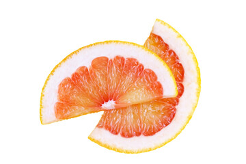 Wall Mural - Fresh red grapefruit slices on white background