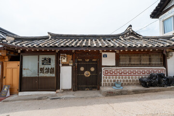 Wall Mural - Bukchon hanok village, an old signage