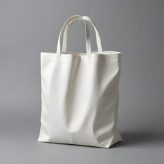 Wall Mural - White tote bag mockup on a grey background.,