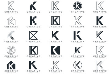 Wall Mural - collection Abstract letter K logo design. icons for business	