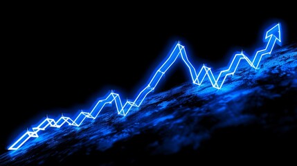 Canvas Print - Stock Market Background with Line Graph Showing Market Growth 