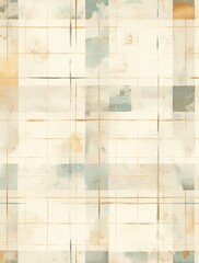 Wall Mural - Vintage abstract plaid pattern with muted colors and soft brush strokes