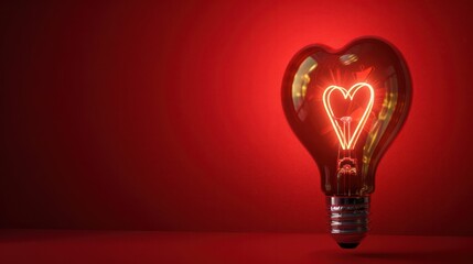 Wall Mural - light bulb of glowing heart shape