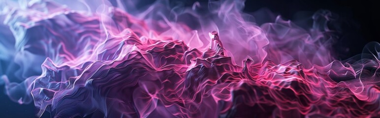 Wall Mural - Abstract waves of colorful smoke on a dark background