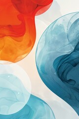 Wall Mural - a close up of a colorful abstract painting with blue, orange and red. ai.