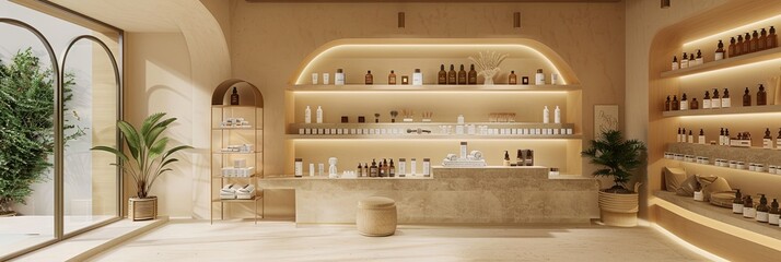 spa store design, with cream style,