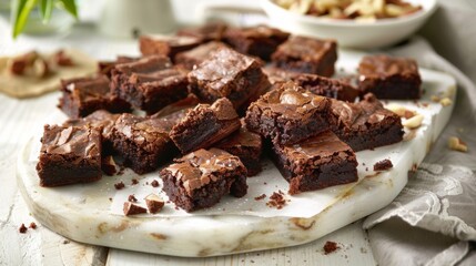 Wall Mural - Rich and indulgent chocolate brownies made with buckwheat flour for a glutenfree twist.