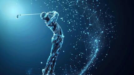 Wall Mural - Digital Golf Swing: A Wired Athlete in Motion