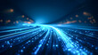 © Saulo Collado - Blue light speed road background with futuristic glowing lines and digital technology concept , high-speed internet, big data network connection or fast  highway in night time.