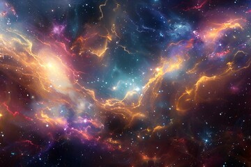 Wall Mural - An Enchanting Kaleidoscope of Vibrant Nebulae and Glimmering Stars in the Vast Expanse of a Distant Galaxy, Capturing the Breathtaking Beauty and Infinite Wonder of the Universe.