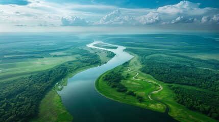 Wall Mural - rivers and lakes serve as lifelines for civilizations, offering fresh water for drinking, agriculture, and industry.