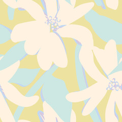 Wall Mural - Pastels Botanical Floral Seamless Pattern Design