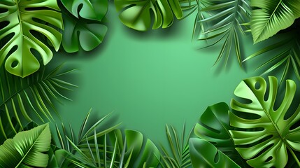 Wall Mural - tropical leaf background with copy space