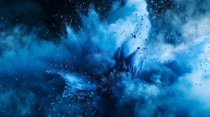 a blue explosion with a lot of blue and white particles. the blue color is dominant and the white co