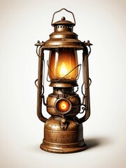 Vintage kerosene lamp on white background.