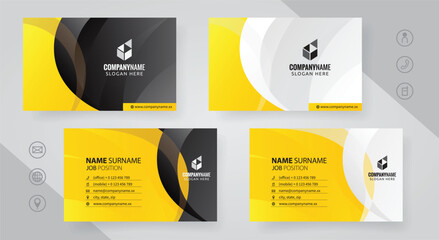 Wall Mural - Set of yellow and black Modern Corporate Business Card Design Templates, vector eps 10