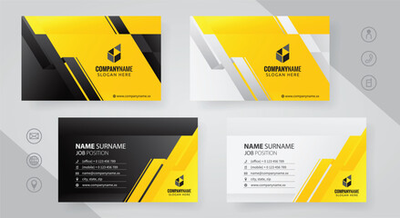 Wall Mural - Set of yellow and black Modern Corporate Business Card Design Templates, vector eps 10