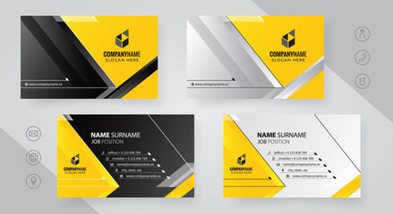 Wall Mural - Set of yellow and black Modern Corporate Business Card Design Templates, vector eps 10