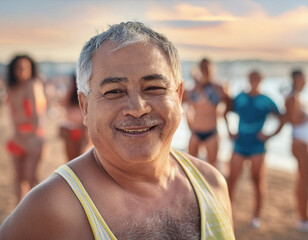 Happy Man Enjoying Summer at the Beach