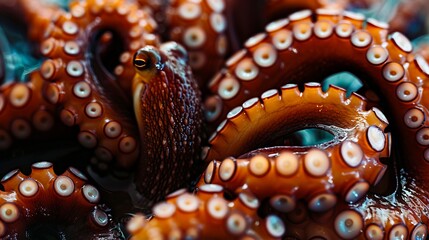 Wall Mural - A close up of an octopus with its tentacles.