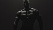 © Xyeppup - A muscular person is captured in a strong shadowy silhouette, emphasizing a powerful physique against a dark background.