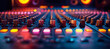 © btiger - High-Resolution Professional Audio Mixing Console in Recording Studio with Colorful Lights