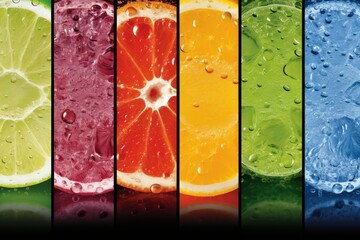 Wall Mural - Vibrant Citrus Slices with Water Drops