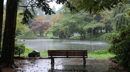 Wall Mural - The calming effect of a rainy day, with the world seeming to slow down, offers a perfect opportunity for rest and reflection.