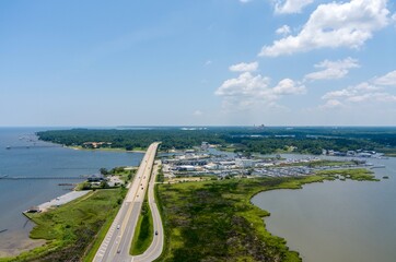 Wall Mural - Aerial view of Mobile Bay and Dog River