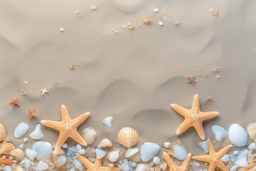 Wall Mural - Seashells and Starfish on the Beach
