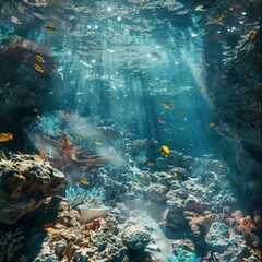 Poster - Sunbeams Through the Coral Reef