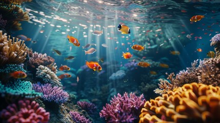 Wall Mural - Underwater Paradise: Colorful Coral Reef with Fish