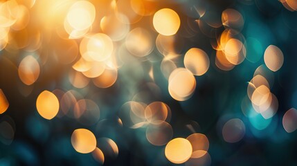 Canvas Print - Abstract Blurred Background with Golden Bokeh Lights