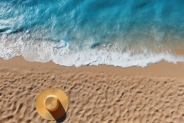 Wall Mural - Beach Hat and Ocean Waves