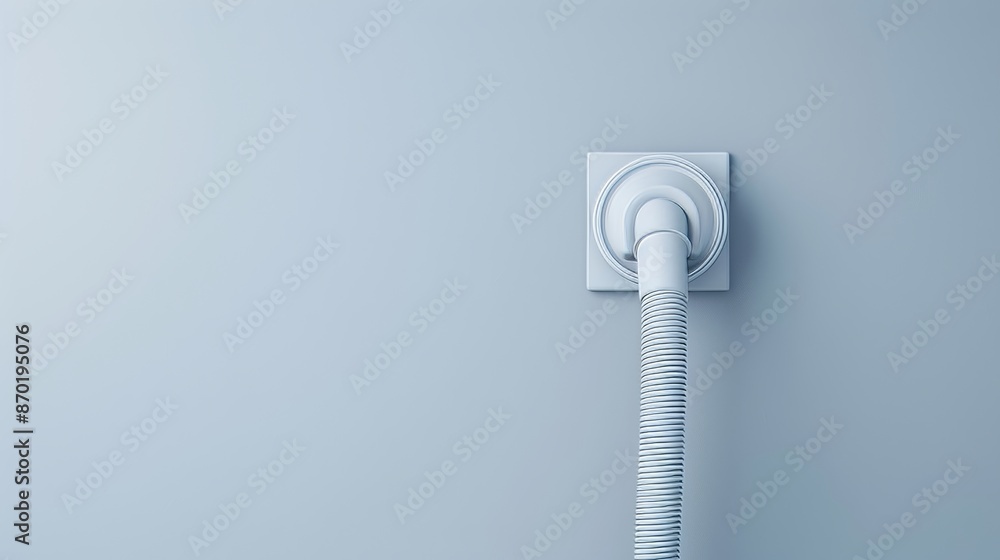 Central vacuum hose plugged into a wall inlet, sleek and modern design ...