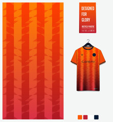 Wall Mural - soccer jersey fabric textile pattern design for football kit, sport t-shirt mockup for football club. Uniform front view. Geometric pattern for sport background. Vertical stripe pattern.