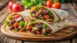 © DigitalArt Max - Delicious And Healthy Doner Kebab Wraps With Fresh Vegetables And Grilled Meat.