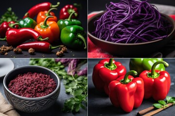 Wall Mural - Colorful Peppers and Red Cabbage Salad