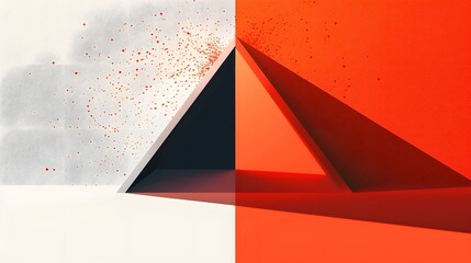 Wall Mural - A red and white triangle is on a red background