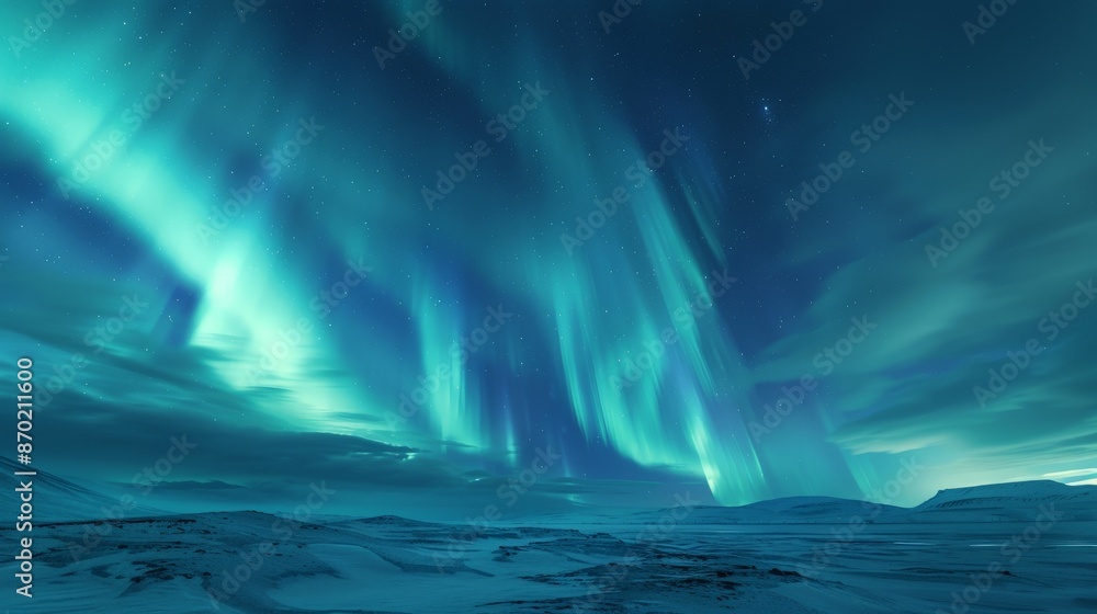 The ethereal glow of the aurora borealis dancing across the polar sky ...