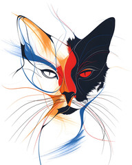 Wall Mural - Colorful illustration of Felidae with whiskers on white background