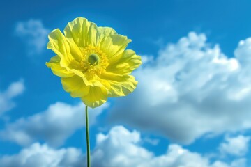 Poster - a yellow poppy flower in the sky