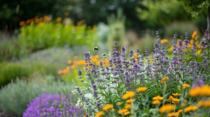 Sticker - The gentle hum of bees and the fluttering of butterflies around a blooming garden highlight the lively aspects of nature.