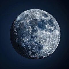 The moon with a solid dark blue background.