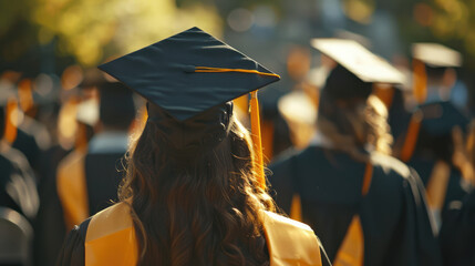 Back View of Students During University Graduation Ceremony